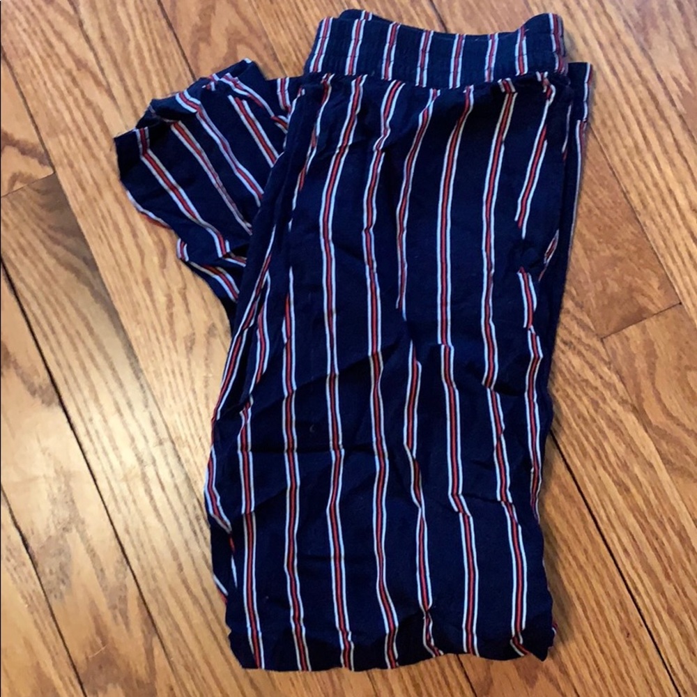 H&M Navy and Red Striped Flowy Pants
